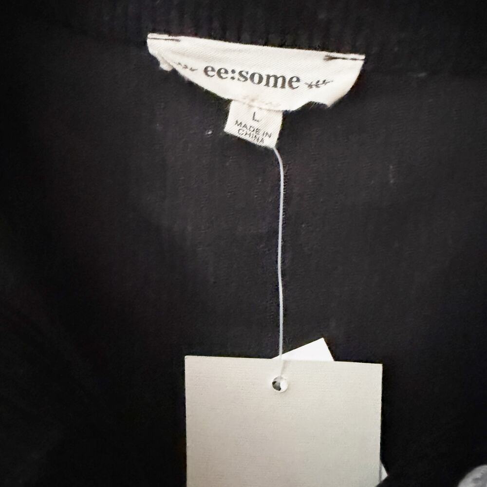 EE:SOME | Black Corduroy Cropped Trucker Jacket Raw Hem Oversized | Large - Picture 4 of 8